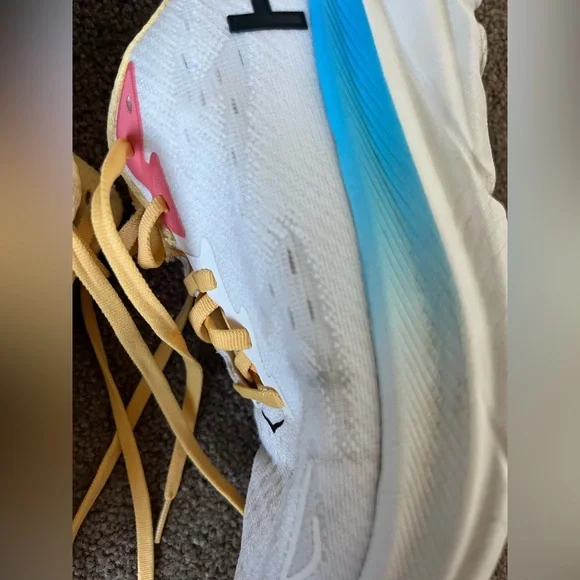 Women's Hoka Clifton White and Yellow Running Shoes - Picture 8 of 12